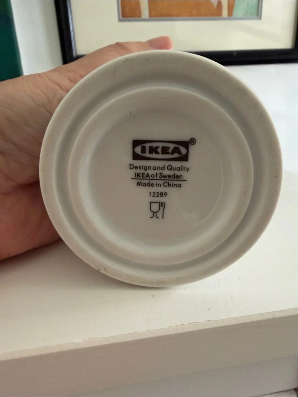 White Ceramic Kitchen Canister with Brown Mushroom Graphic and Wood Lid